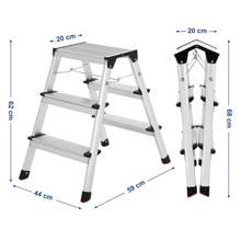 SONGMICS Ladder, 3 Step Ladder, Aluminium Ladder With 3 Non-Slip Steps, Multi-Purpose, Max. Load Capacity 150 Kg - Silver - View 7