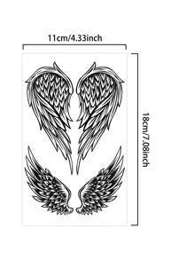 1 Pieza Tatuajes temporales con diseño de alas, tatuaje semi-permanente a prueba de agua y sudor que dura 1-2 semanas, realista, hecho de jugo de hierbas, antifricción, no reflectante, tatuaje falso negro para mujeres y hombres, stickers de tatuaje para brazos, pecho, piernas, abdomen, cintura, dedos, cuello, arte corporal modernista