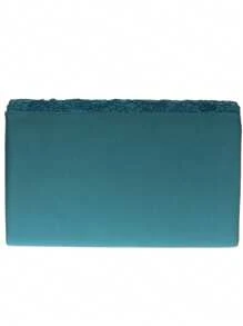 Girly Handbags Womens Floral Satin Lace Clutch Bag Envelope Evening Bag - Teal Blue - View 3
