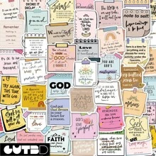 SCXXBSW 50 件便签、圣经卡通、趣味文字贴纸、自粘式桌面手机壳、笔记本防水贴纸 - 彩色 - 查看 11