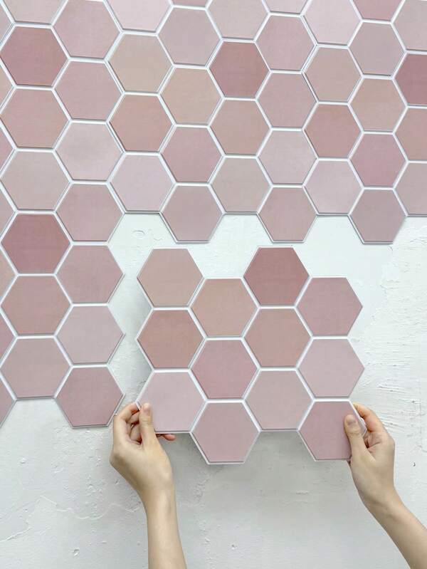 COMMOMY 1/10/20 Piezas Paneles de pared 3D autoadhesivos, azulejos de salpicadero autoadhesivos, calcomanías de azulejos rosas, calcomanías de pared para sala de estar, decoración de pared