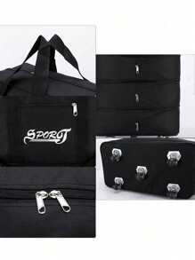 1PC Waterproof Large-Capacity Folding Air Check-In Bag Travel Bag Large-Capacity Luggage Bag Women's Storage Bag Outgoing Handbag With Wheels Universal Wheel Folding Expansion Luggage Bag Air Check-In Bag Overseas Study Moving Travel Bag Bag For School School Accessories School Stuff - Black - View 10