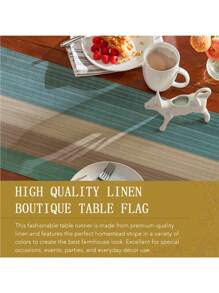 1pc Linen-Like Table Runner, Modern Dining Room Place Mat, Washable, Suitable For Kitchen, Dining Table, Party, Wedding Decor, Foyer, Home Gathering, Coffee Table, Living Room - Blue - View 6