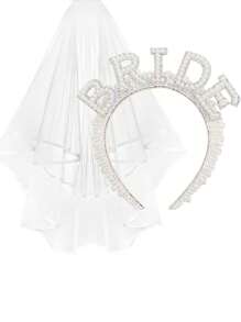 Diadema acolchada de perlas falsas elegante para boda, diadema acolchada de perlas marfil con velo, diadema de perlas, diadema acolchada de novia, diadema acolchada para uso formal, accesorio de pelo de boda, accesorio para despedida de soltera, accesorio de Halloween