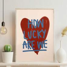 1 件，帆布悬挂，带框装饰画，墙壁艺术，海报，名言，我们有多幸运印刷品，红心装饰，时尚海报，墙壁艺术，彩色装饰，床上艺术印刷品，红色墙壁艺术，复古墙壁印刷品，可爱女孩宿舍装饰，房间装饰壁画