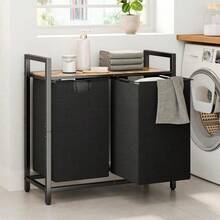 Organizador de cesto de ropa, cesto de ropa sucia con estante y 2 bolsas extraíbles, organizador de cesto de ropa sucia para lavandería, baño y dormitorio, 2 X 11.8 galones (44.5 L)