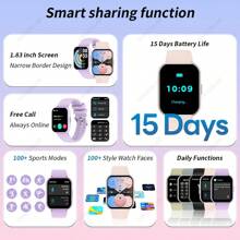 SIMSONLAB Reloj inteligente con pantalla táctil completa de 4,65 cm para mujeres, recordatorio de llamadas, talla grande de 100 modos deportivos, resistente al agua hasta 10 m, batería de 280 mAh, llamada inalámbrica, notificación de mensajes, esfera personalizable, unisex, compatible con iOS y Android, gran regalo para mujeres - Multicolor - Ver 3