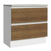 Mostrador 80 Cm 2 Cajones Blanco Glamy Madesa - Blanco y Marrón - Ver 1