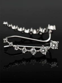 2pcs 925 Sterling Silver 7 Crystals Ear Cuffs Climber Cartilage Earrings Dainty Jewelry Hypoallergenic Fashion Earring Charms Birthday Gift For Women Daily Wear - Silver - View 7