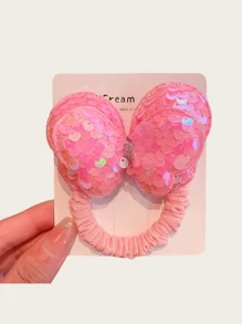 1 Pc Sequin Butterfly Elastic Hair Tie, Children Hair Scrunchies Non-Damaging For Ponytail, Girls Hair Bands Hairlips, Daily Use Hair Accessories, No Cardboard