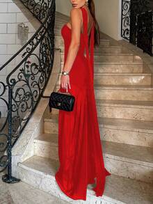 Women Solid Valentine Dress Bodycon Bandage Dress Strapless Mesh Maxi Dresses,Sexy Backless,See Through,Elegant Dress With Scarf,Celebrity Evening Runway Party Dresses, Women Evening Gown,Christmas Dress,New Year Dress For Women