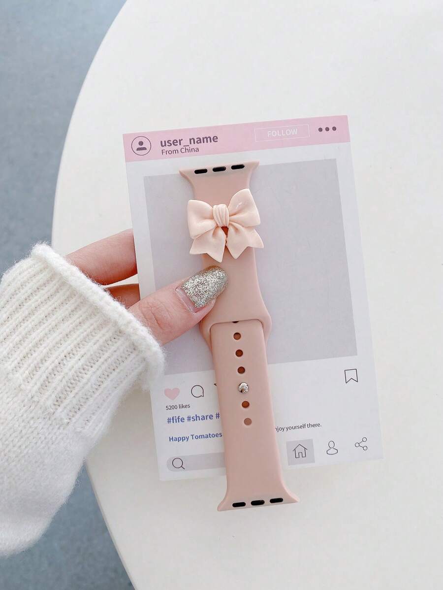 淡粉色表带，适合女士夏季佩戴，蝴蝶结表带，可爱甜美，时尚百搭，可替换 Ultra/SE/8/7/6/5/4/3/2/1，以及新款S10系列。 - 粉砂色 - 查看 1