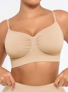 FeelinGirl Bralettes For Women With Support Comfortable Bras No Underwire Seamless Everyday Bras - 米色 - 查看 6
