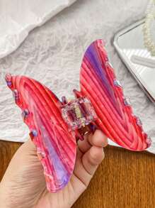 1个复古花卉条纹发爪夹，优雅醋酸纤维印花发夹，适用于丸子头、盘发和半扎发造型，发夹，发卡，发夹，发饰，发夹，发卡，发饰夹，秋冬季女士度假装扮发饰，夏季花朵发夹 - 彩色 - 查看 4