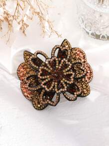 1个时尚优雅的镶钻花朵弹簧发夹，适合日常佩戴、发饰、发夹、发卡、发卡、上学用品、女士度假装扮、派对造型、头部配饰、发卡 - 彩色 - 查看 9
