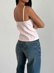 Women Y2k Fairy Crop Cami Tops Sleeveless V Neck Spaghetti Strap Cute Crop Tank Tops With Bow Backless Casual Going Out Shirts Vest Tops For Teen Girls Vintage Retro Aesthetic Clothes Streetwear 2000s - 粉色 - 查看 4