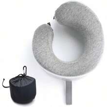 Travel Pillow, Award-Winning Patented Ergonomic Design For Chin & Neck Support Memory Foam Neck Pillow, Compact Airplane Pillow For Traveling, Car (Gray, Medium)