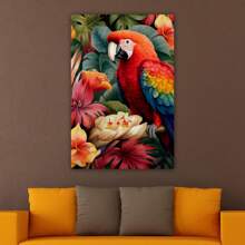 1 Piece Home Wall Decor Framed Canvas Colorful Parrot Pattern Canvas Wall Art Paintings For Living Room - Canvas Framed Print Wall Artworks Bedroom Decoration Office Wall Decor
