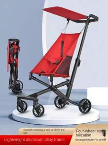 1 pieza Cochecito plegable ligero para bebé, carrito de viaje portátil, plegado de un solo clic, adecuado para bebés e infantes - Negro - Ver 3