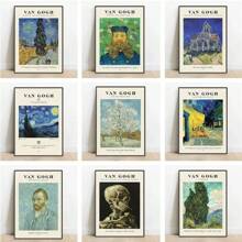 1pc Famous Vintage Artist Van Gogh Mid-Century Posters The Starry Canvas Painting Wall Arts Museum Living Room Home Decor No Frame