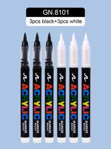 GuangNa 12 pièces/set de stylos peinture acrylique liquide droite de couleur unie avec pointe de pinceau pour la peinture sur roches, canevas, pneu, bois, métal, plastique, tissu, verre, céramique, artisanat DIY, ensemble de marqueurs à base d'eau à séchage rapide, rentrée scolaire