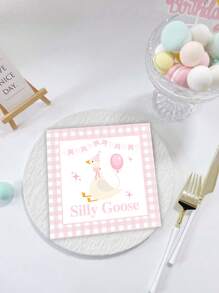 Goose 1st Birthday Party Decoration Tissue,Pink Goose Farm Birthday Party Desktop Decoration Tissue,Suitable For Birthday Parties And Home Decor Napkins