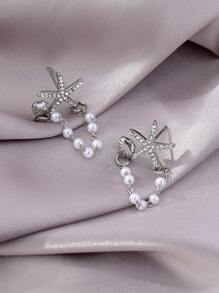 1 Pair Fashionable , Tassel, Shell & Faux Pearl Earrings, Suitable For Women For Party, Date, Daily Wear - Star - View 4