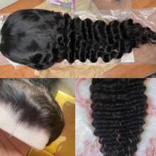 Perruques Lace Front Wigs Deep Wave en cheveux humains 13x4, perruques Lace Front Wigs transparentes en cheveux humains pré-épilés, densité 180 %, perruque Lace Front Wig Deep Wave en cheveux humains avec cheveux de bébé, ligne de cheveux naturelle