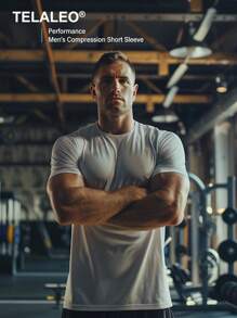 TELALEO 6pcs Solid Casual Sports Men's Short Sleeve Crew Neck Gym T Shirts Set, Summer Outdoor, Gym Clothes Men Basic T Shirt