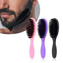 2 件理发刀片断发清洁刷理发器刷指甲刷工具用于清洁理发器，纯色发刷，黑色塑料椭圆形迷你发刷带尼龙，返校，旅行度假必需品，女士发饰