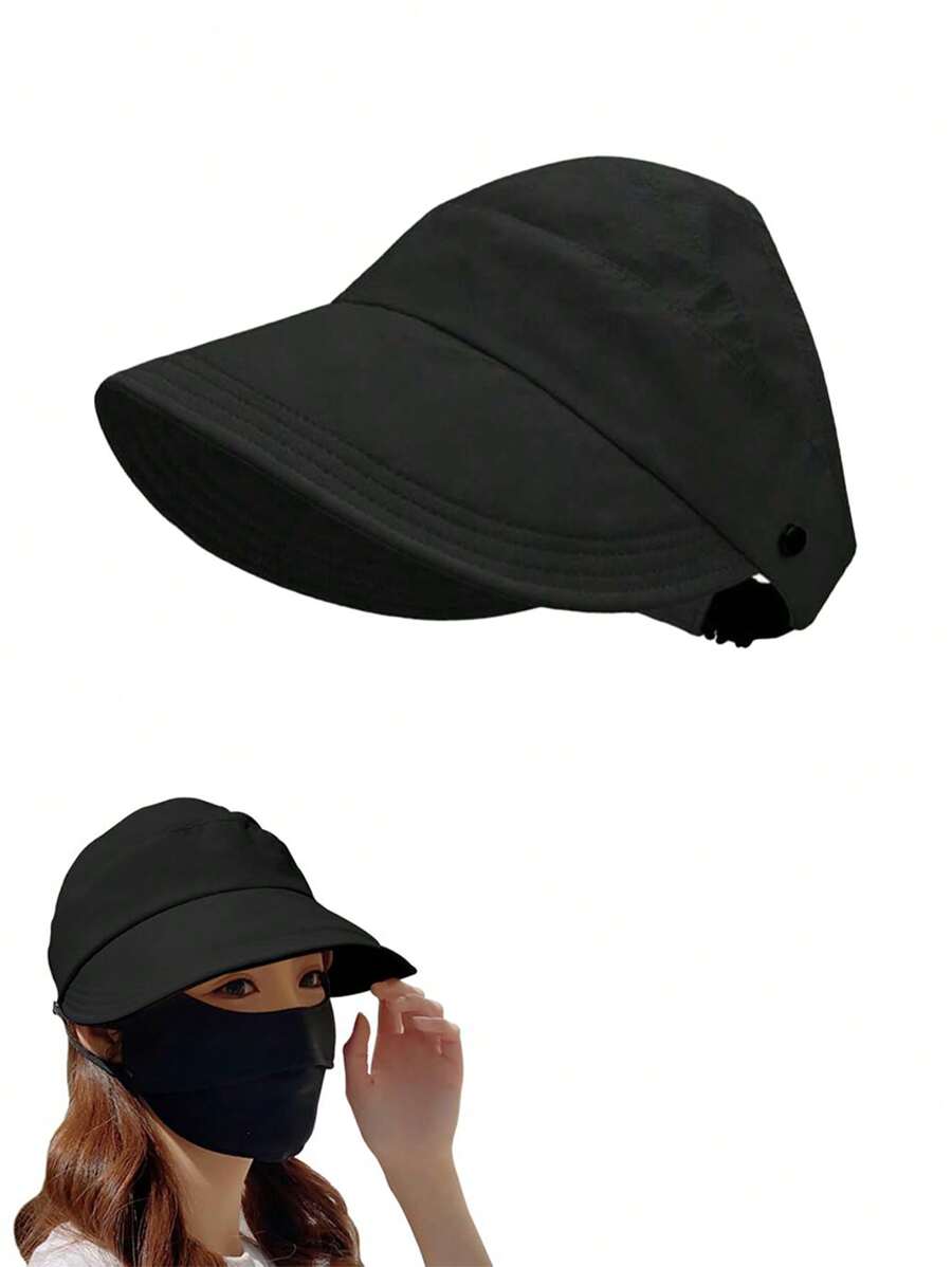 New Summer Hat With Ponytail Hole, Versatile Breathable Quick-Dry Snapback Cap, Sunproof Baseball Cap, Fashionable Solid Color UV Protection Hat, Polyester, For Spring And Summer - Multicolor - View 1