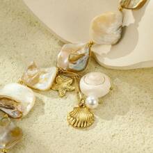 1pc Fashion Ocean Style Metal Shell Necklace, Suitable For Beach Vacation Wear - Yellow Gold - View 2
