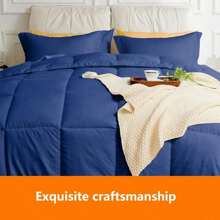 Juego de edredón California King - 3 piezas, 1 edredón reversible y 2 fundas de almohada, ropa de cama suave, acolchada, cálida y esponjosa para todas las estaciones, color azul marino