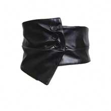 Fashionable Women's Button Decor Elastic PU Leather Waist Belt, Versatile Stretchy Waist Band