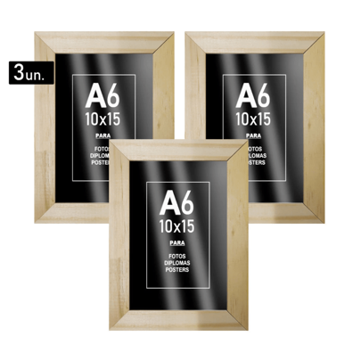 Porta Retrato 10x15 Natural A6 com Vidro ou Acetato Parede Sala Quarto Decoração