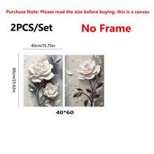 2 bức tranh in canvas, tranh sơn dầu hoa hồng, tranh nghệ thuật hoa thực vật, tranh tường canvas hoa trắng để trang trí tường nhà - Chất liệu canvas (Khung tùy chọn) - Nhiều màu - Xem 11