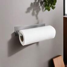 Multipurpose Paper Towel Holder Iron Kitchen Wall Mount Napkin Roll Holder Drill-Free Installation Self-Adhesive - Grey - View 5