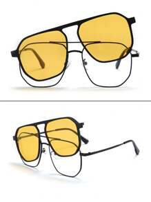 Polarized Magnetic Clip-On Glasses Frame, 2-In-1 Double-Bridge Large Frame Myopia Glasses, Flattering And Slimming