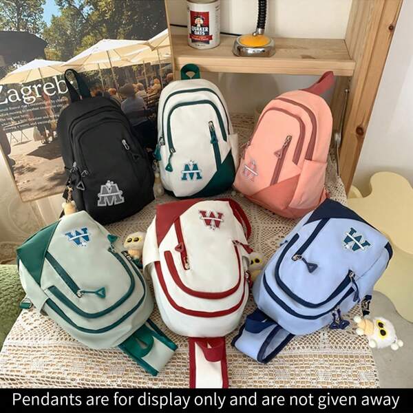 1 pieza, Bolso bandolera plegable ligero y elegante de estudiante, bolso de pecho de ocio, bolso de hombro multifuncional y de moda, adecuado para hombres y mujeres, bolso de pecho de nailon de ocio, diseño de almacenamiento multinivel, adecuado para viajes, trabajo y ciclismo