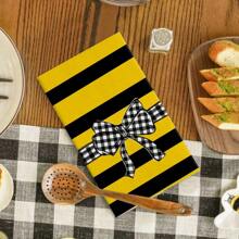 2/4 件蜜蜂快乐图案厨房毛巾，春夏季家居装饰，可重复使用的清洁布，适合烹饪、烘焙和乔迁，装饰茶巾，16 英寸 X 24 英寸 - 彩色 - 查看 6