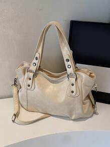 Borsa shopping di grossa capacità in stile vintage minimalista, adatta per studenti e ufficio, per la vita quotidiana