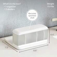 1acYouCopia HideAway Counter Caddy Bathroom Vanity Countertop Organizer Tray With Adjustable Dividers And Lid