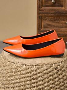 MonaNise Chaussures plates mode à bout pointu pour femmes pour les activités extérieures: violet, champagne, rouge, jaune, noir - Orange - Voir 5