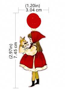 Pink Snail Cute Handmade Seed Bead Stud Earrings, Funny Statement Cartoon Girl Holding Dog Themed Acrylic Resin Drop Earrings, Fashion Jewelry Earrings For Women Girls, Holiday/Party/Gift - Red Riding Hood Girl Holding Puppy - View 3