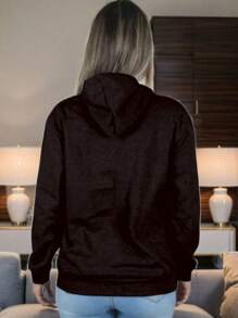 Men's Sweatshirts Plain Flannel Kangaroo Top Cold Hooded - Black - View 6
