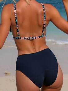 Women's Elegant Floral Print 2pcs Bikini Set, For Summer Beach Vacation
