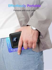 Cargador portátil de 12000mAh, batería externa, ultradelgado y pequeño power bank con cables integrados, carga rápida de 22.5W USB-C, pantalla LCD, cargador de embrague para iPhone, teléfonos Android. Regalo para madre, familia, amigos, cumpleaños, primavera, Pascua. Adecuado para uso al aire libre, compras, viajes, suministro de energía portátil, indicador de nivel de batería.