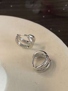 1 Pair S925 Sterling Silver Delicate Elegant Double Circle Ladies Earrings Ladies Jewelry Gift Birthday Gift Party Gift Daily Wear - Earrings - View 6