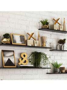 1 pieza Estante de pared sin necesidad de taladrar, estante de pared de una sola capa para la cocina, el dormitorio, la librería, de madera