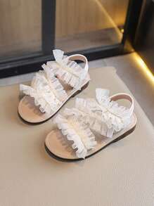 1 Pair Fashion Simple Solid Color Lace Trim Girls Summer Flats